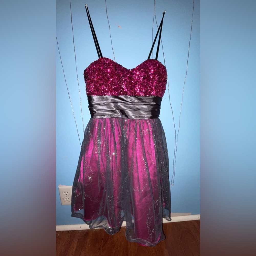 100% Polyester Pink Strapless Dress